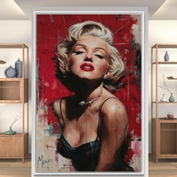 תמונת קנבס אישה אייקונית עם שפתיים אדומות ורקע אדום