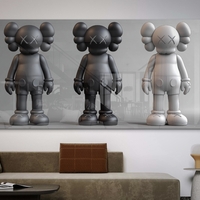 תמונת זכוכית לרוחב עם שלושה פסלים מודרניים בגווני שחור, אפור ולבן, עיצוב עכשווי מקולקציית NEXTGEN BY BAR