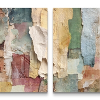 תמונת זכוכית זוגית אבסטרקטית עם שכבות צבע וטקסטורה טבעית בהדפסה חלקה