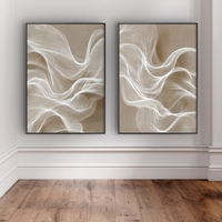 סט זוג קנבסים מודרניים בגוונים טבעיים עם קווים עדינים