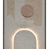 תמונת LED אבסטרקטית בגווני שמנת – אמנות קיר מוארת בעיצוב טקסטורלי -60*90 ס