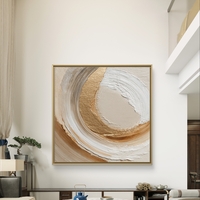 תמונת קיר אבסטרקטית ניטרלית בבז׳ וזהב עם טקסטורה עדינה בעיצוב מודרני