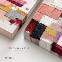 זוג תמונות קנבס פרימיום במרקם בולט דגם קצב ורוד אורבני PR2003