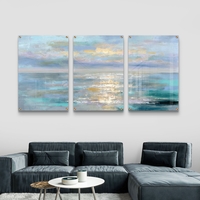 סט תמונות זכוכית יוקרתי בגווני תכלת וזהב