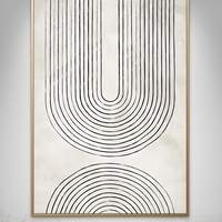 תמונת קנבס מינימליסטית עם קווים שחורים מעוגלים על רקע בהיר – NEXTGEN BY BAR