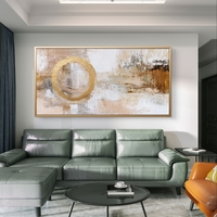 טבעת הזהב – תמונת קנבס אבסטרקטית בהירה עם טבעת זהב מרכזית | CK4814