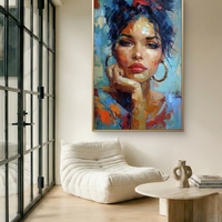 תמונת קיר קנבס דיוקן נשי בסגנון אבסטרקטי צבעוני