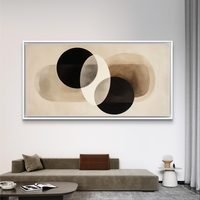 הרמוניה מינימליסטית – תמונת קנבס עיגולים בשחור ובז' | CY4514