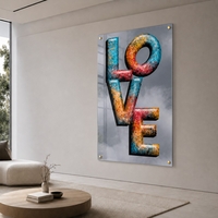 אהבה בתלת־ממד זכוכית – תמונת זכוכית LOVE צבעונית מודרנית | GT3453