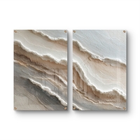 תמונת זכוכית זוגית אבסטרקטית בגווני שמנת ובז׳ בהשראת שכבות טבעיות בעיצוב רגוע