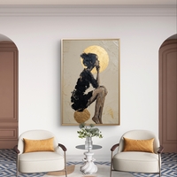 תמונת קנבס של דמות נשית אמנותית עם אלמנטים זהובים, בעיצוב מודרני ואלגנטי לבית