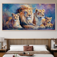 תמונת קנבס צבעונית של משפחת אריות – יצירה אמנותית בעיצוב מודרני מתוך קולקציית NEXTGEN BY BAR של תכשיט לבית.