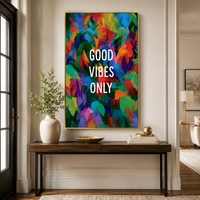 Good Vibes צבעוני – תמונת קנבס אבסטרקטית עם מסר חיובי – דגם MT9434