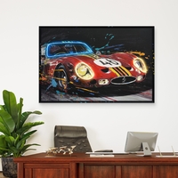 תמונת LED רכב ספורט אדום – הדפס משודרג עם מריחות צבע, מופעלת על סוללות עם שלט רחוק מידה 83*123