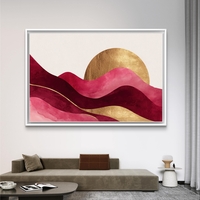 גלי בורדו, ורוד וזהב – תמונת קנבס אבסטרקטית אלגנטית | CP4523