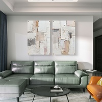 תמונת זכוכית זוגית אבסטרקטית בגווני שמנת ואבן בהדפסה חלקה ומינימליסטית