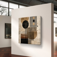 איזון גיאומטרי – תמונת קנבס גיאומטרית מודרנית בבז׳ ושחור | SQ3384