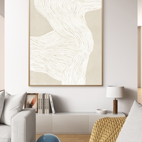 תמונת קנבס מודרנית בגווני שמנת עם קווים לבנים זורמים בעיצוב מינימליסטי מתוך קולקציית NEXTGEN BY BAR מבית תכשיט לבית.