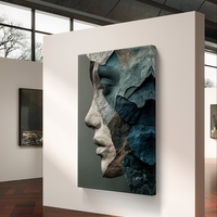 דיוקן סלעים בכחול ואפור – תמונת קנבס אמנותית דרמטית | DX5112