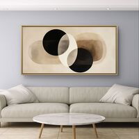 הרמוניה מינימליסטית – תמונת קנבס עיגולים בשחור ובז' | CY4514