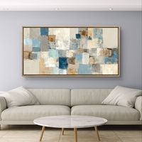 תמונת קנבס אבסטרקטית בגווני תכלת, בז' ואפור – תכשיט לבית