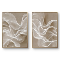 סט זוג קנבסים מודרניים בגוונים טבעיים עם קווים עדינים
