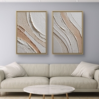 זוג תמונות קנבס טקסטורליות בגווני אבן, חול ושמנת – דגם DA2222