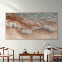 תמונת קנבס לרוחב של חוף וגלים בגווני טורקיז וזהב – NEXTGEN BY BAR