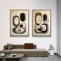 זוג תמונות קנבס אבסטרקטיות בגווני שחור, בז׳ ושמנת – דגם TL8552