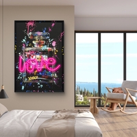 תמונת בושם גרפיטי LOVE – אמנות LED על סוללות עם שלט רחוק-מידה93*63 ס