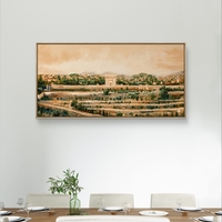 תמונת קנבס לרוחב עם נוף ירושלים ושער סמלי בגווני זהב וטבע, הדפסה חלקה מבית תכשיט לבית