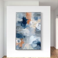 ערפל אפרסק – תמונת קנבס אבסטרקט אנכית בגווני כחול, אפור ואפרסק | MS1641