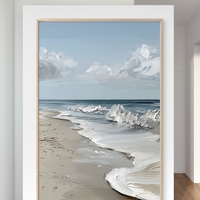 תמונת קנבס נשימת האוקיינוס – נוף ים רגוע עם גלים לבנים וחוף חול בהיר, בעיצוב יוקרתי מתוך קולקציית NEXTGEN BY BAR של תכשיט לבית.