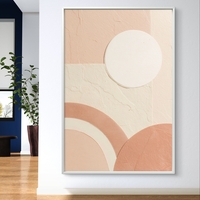 תמונת קנבס בגווני שמנת ואפרסק עם צורות גיאומטריות רכות והדפסה חלקה