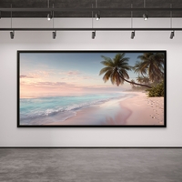 תמונת קנבס לרוחב של חוף טרופי בזריחה עם ים טורקיז ודקלים – NEXTGEN BY BAR