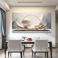 שיווי משקל שיש – תמונת זכוכית יוקרתית עם כדורי שיש ועיצוב גיאומטרי | GP1393