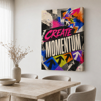 תמונת קנבס השראה CREATE MOMENTUM בטיפוגרפיה צבעונית | דגם MT396