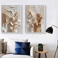 סט קנבס מודרני עם אלמנטים בוטניים בגוונים חמים