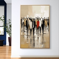 קנבס מודרני לסלון עם סילואטות בגווני שחור ובז’