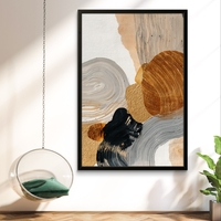 תמונת קנבס אבסטרקטית בגווני זהב, אפור, שחור ובז' עם הדפסה חלקה – תכשיט לבית