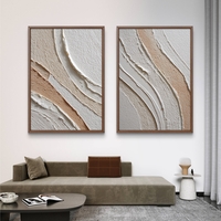 זוג תמונות קנבס טקסטורליות בגווני אבן, חול ושמנת – דגם DA2222
