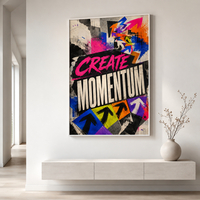 תמונת קנבס השראה CREATE MOMENTUM בטיפוגרפיה צבעונית | דגם MT396
