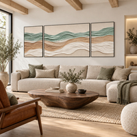 סט תמונות קנבס גלים מופשטים במרווה וחול | דגם SM4043