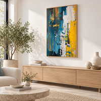 קנבס פרימיום מופשט בכחול וצהוב | Art Touch | דגם PR5805