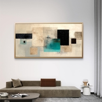 תמונת קנבס גיאומטרית מינימליסטית – בז׳, שחור וטורקיז בעיצוב מודרני | CP3232