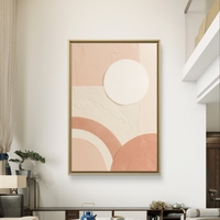 תמונת קנבס בגווני שמנת ואפרסק עם צורות גיאומטריות רכות והדפסה חלקה