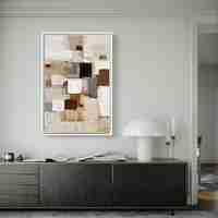 קומפוזיציית בלוקים בגווני שמנת, בז׳ וחום – תמונת קנבס אבסטרקטית | DX5111