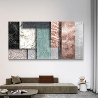 תמונת זכוכית לרוחב עם קומפוזיציה של שכבות טקסטורה בגוונים טבעיים ומודרניים