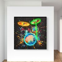 תמונת LED מערכת תופים צבעונית – מופעלת על סוללות עם שלט רחוק - מידה 83*83 ס