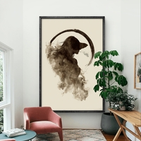 תמונת קנבס עם דמות נשית מופשטת בעשן רך ובסגנון מינימליסטי בגוונים טבעיים